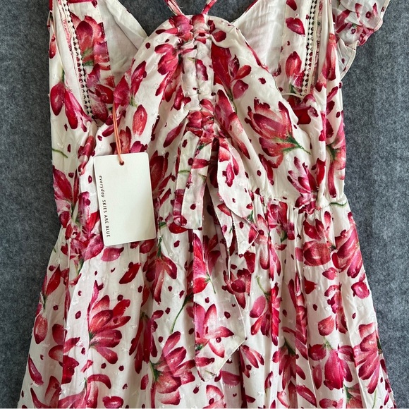 SKIES ARE BLUE Floral Flutter Sleeve Maxi Dress Pink White Size XS NWOT Flaw - Picture 6 of 14